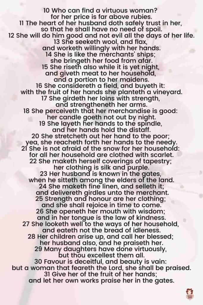 Amazing Characteristics of a Virtuous Woman