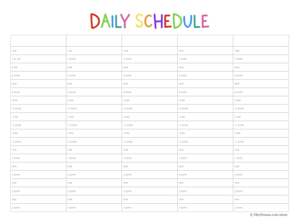 Create a Daily Schedule for Kids With These Free Printables - Hey Donna