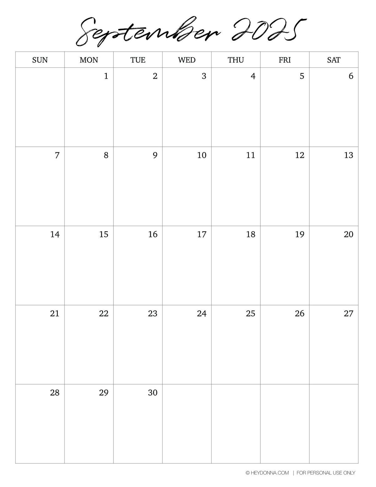 Printable September Monthly Calendar 2025 Hey, Donna! Printable September Monthly Calendar 2025 Hey, Donna!