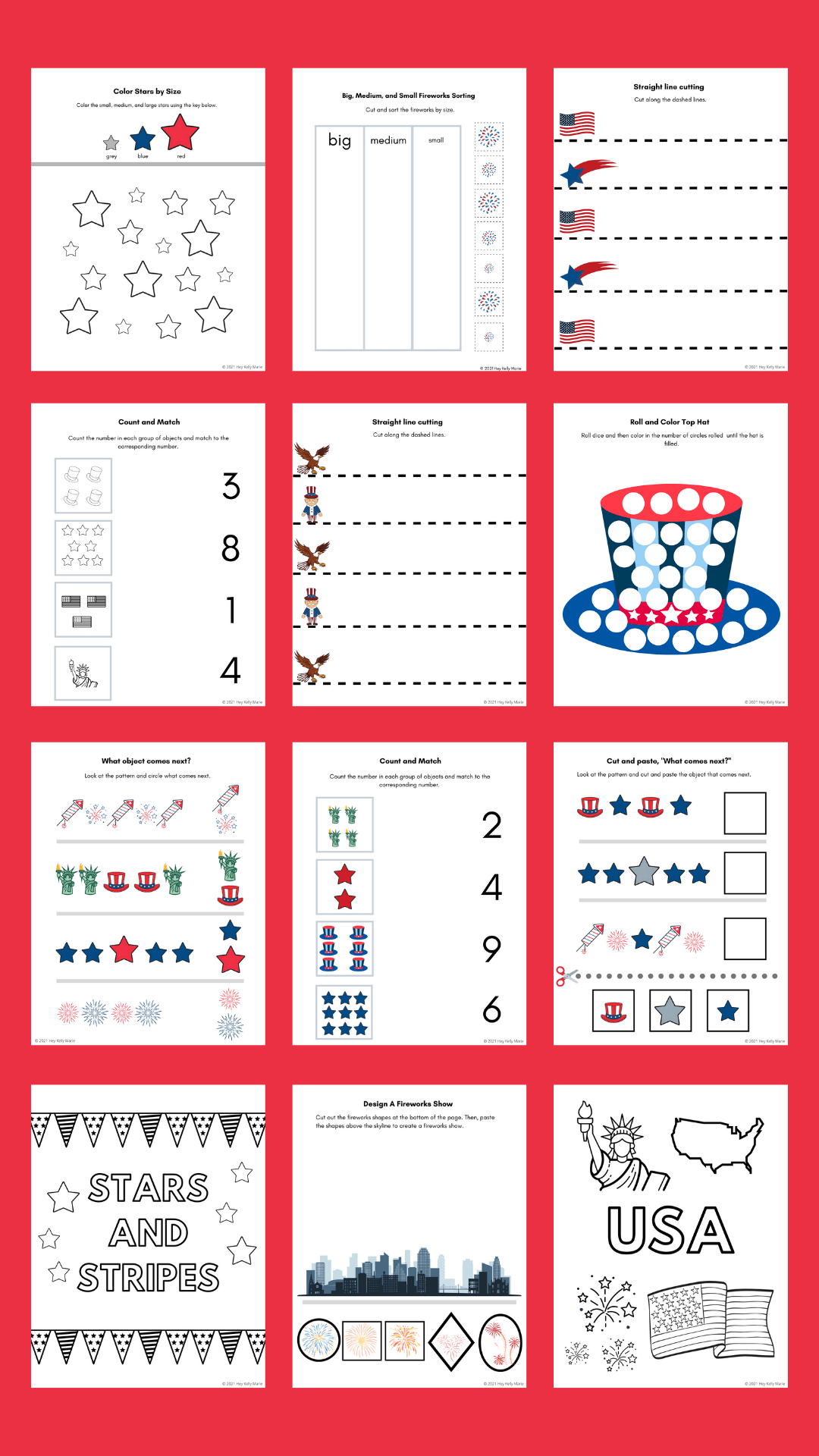 America Preschool Printable Activities for Patriotic Fun