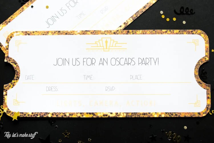 Printable Oscars Party Invitations Hey, Let's Make Stuff