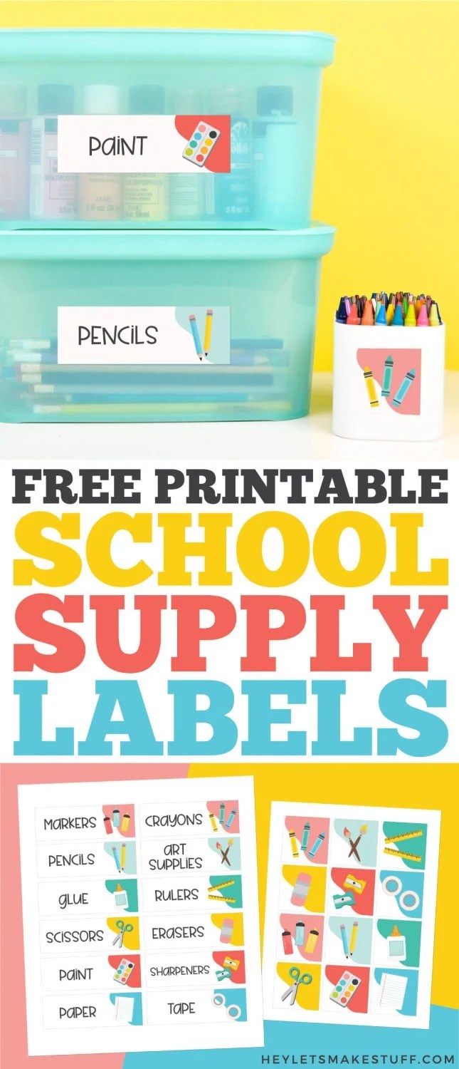 Free Printable Classroom School Supply Labels Hey, Let's Make Stuff