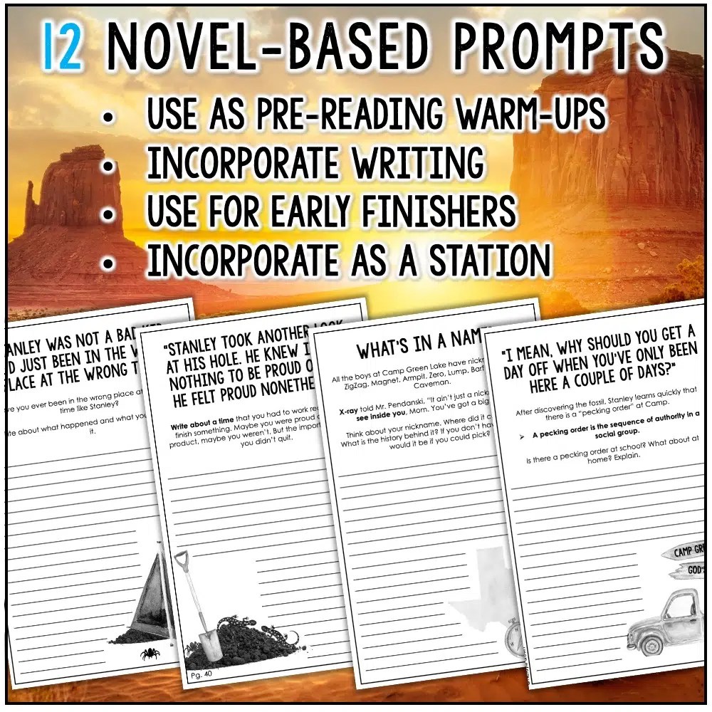 Holes Pre Reading Chapter Activities Novel Based Writing Prompts