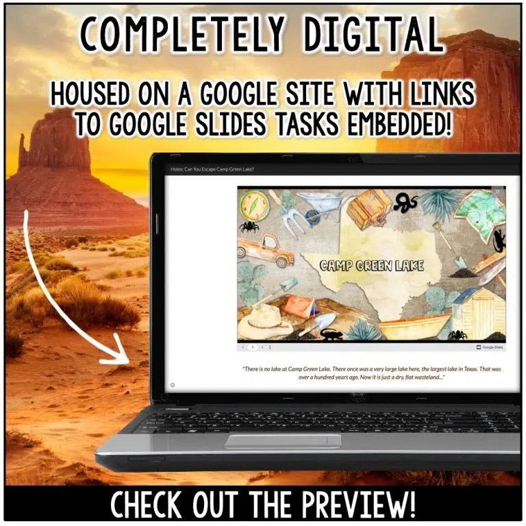 Holes Novel Activities - Escape Camp Green Lake Holes Escape Room