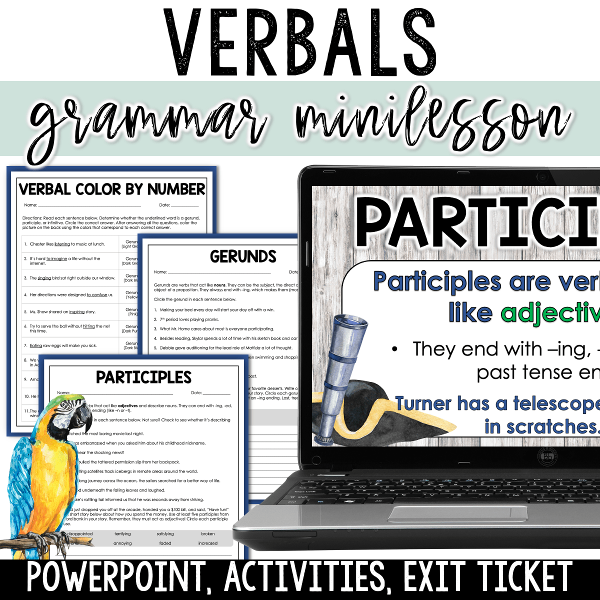 Verbals Lesson & Worksheets - Gerunds, Infinitives, & Participles