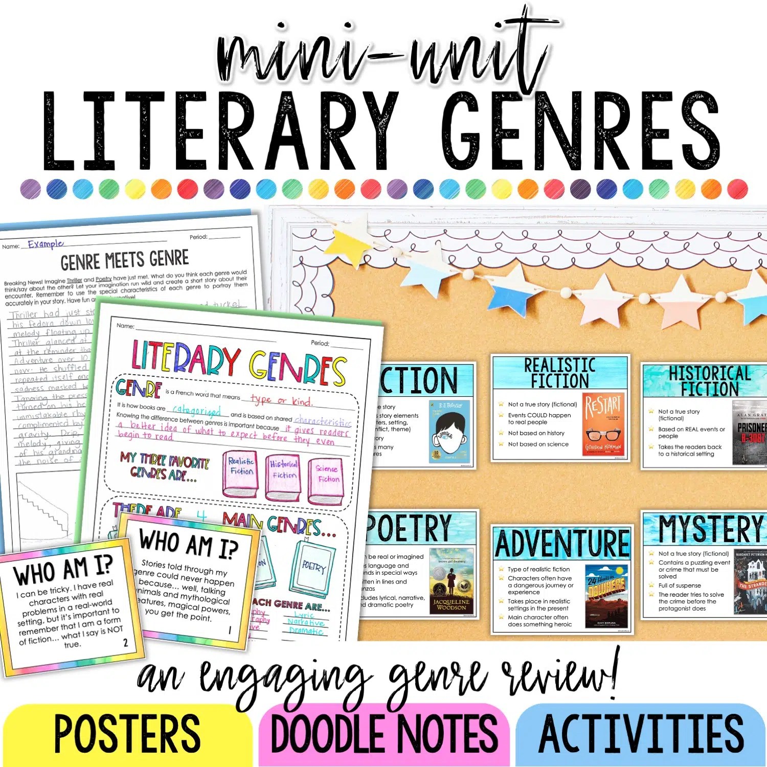 Book Genres MiniUnit Genre Posters, Activities, Worksheets, & Quiz