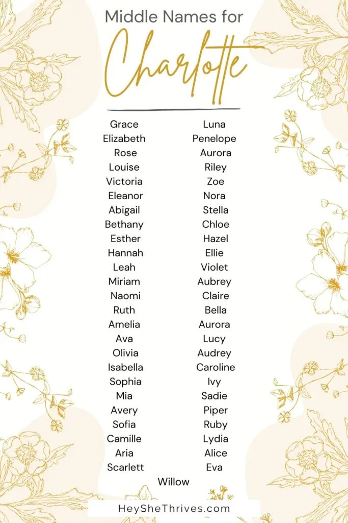 50+ Perfect Middle Names For Charlotte - Hey She Thrives