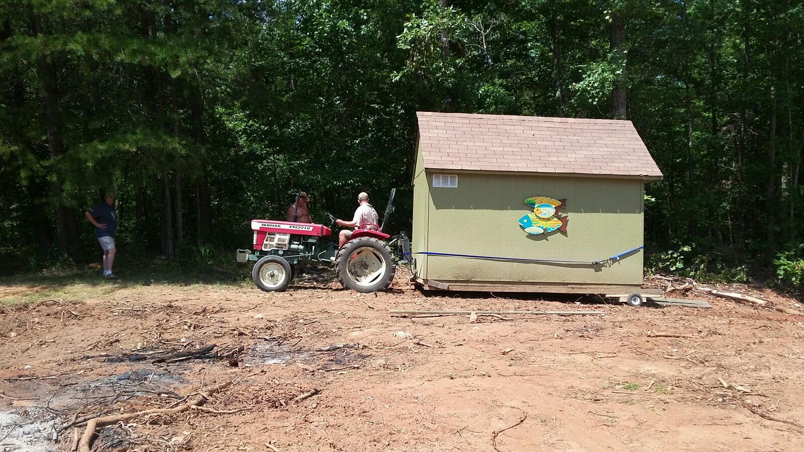 Moving an 1800 pound shed using four 10" Harbor Freight wheels and