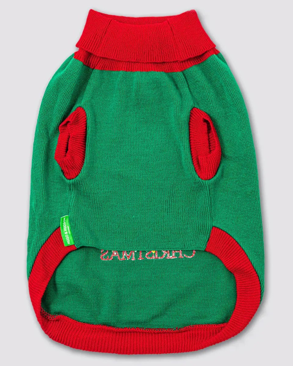 Hugo & Hudson Green Santa Sleigh Christmas Jumper M HG PETS
