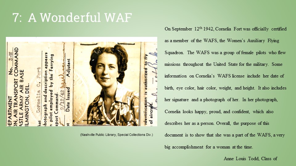 Cornelia Fort Exhibit DHHH