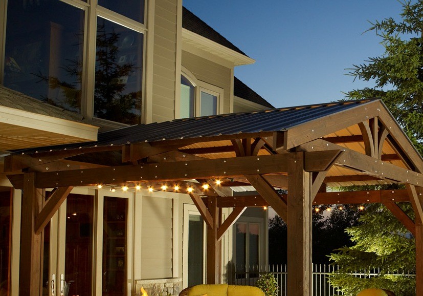 Outdoor Greatroom Company Optional Metal Roof Lodge Pergola Hearth