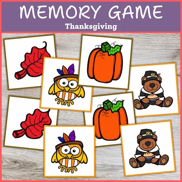Thanksgiving Memory Game Thanksgiving Memory Game