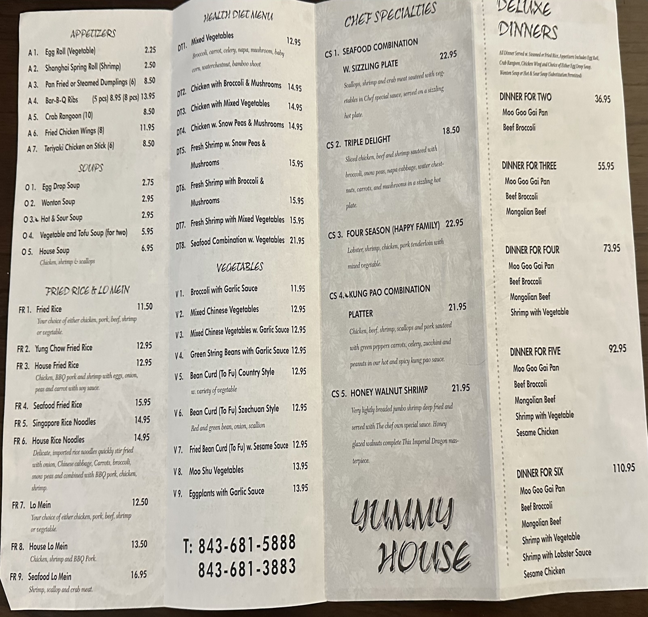 Yummy House Menu delivered by Express Restaurant Delivery