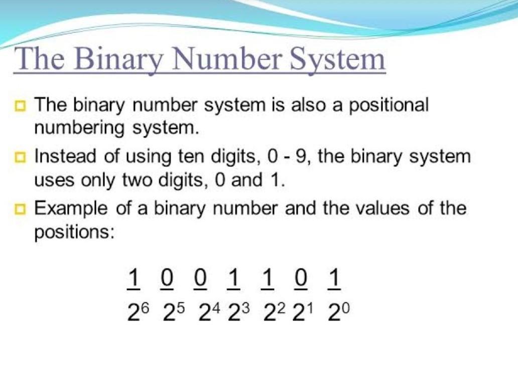 The binary number system Brainly.in
