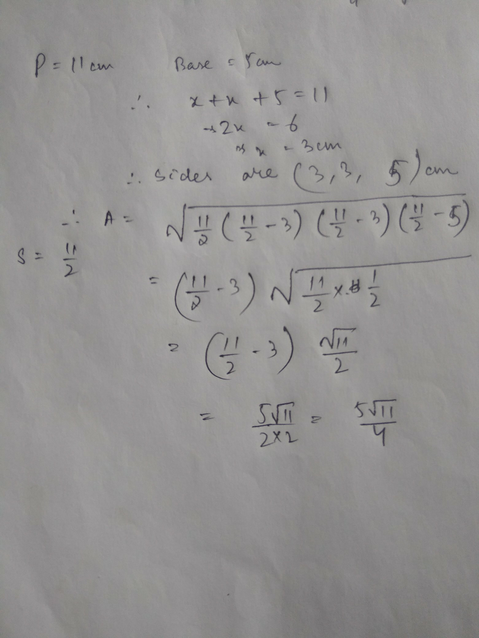 How To Find The Area Of An Isosceles Triangle Without The Base