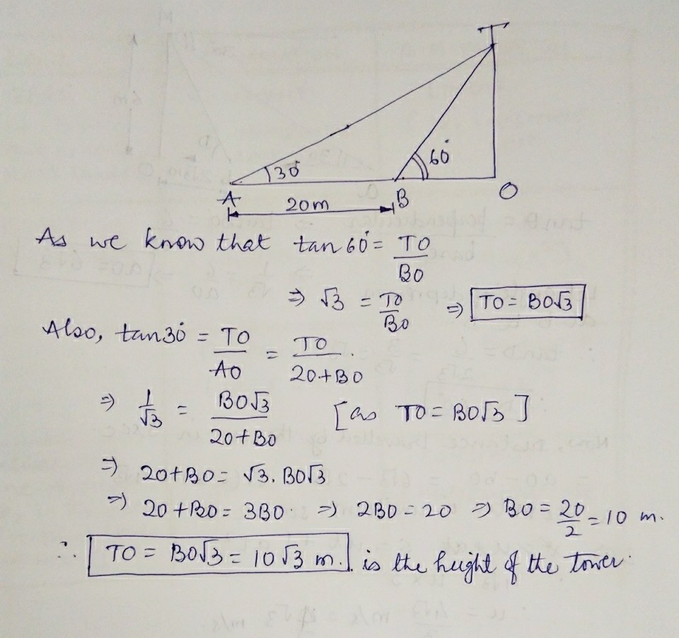 The angle of elevation to the tower is 30(degree) and then moved