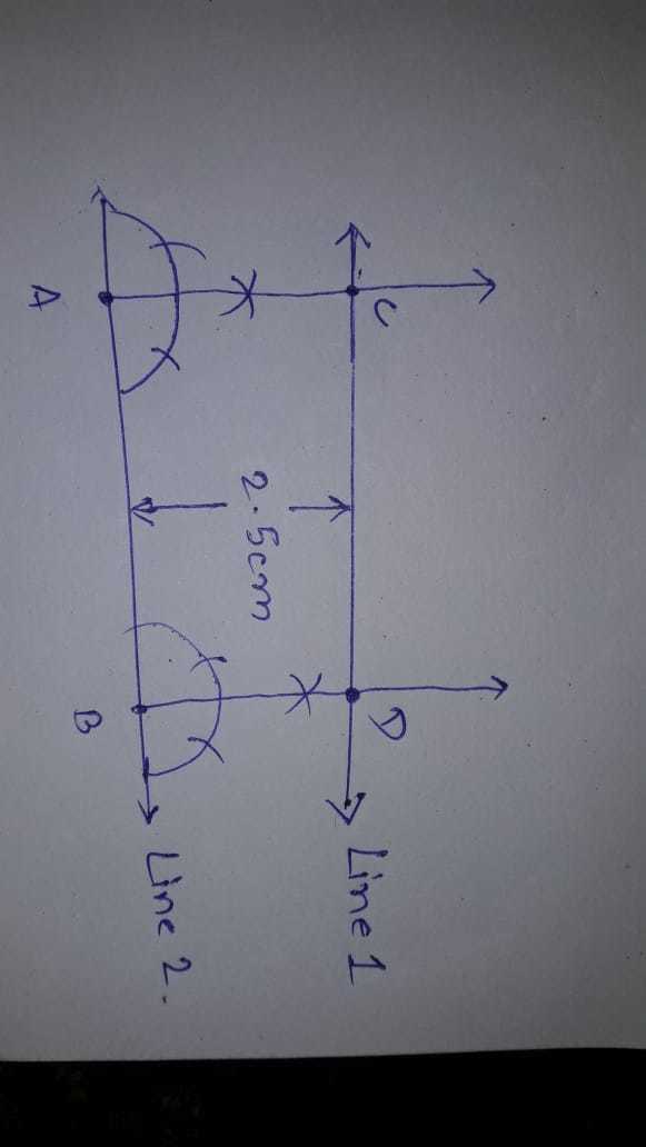 Draw a line parallel to line l at a distance 2.5 cm Draw a line parallel to line l at a distance 2.5 cm