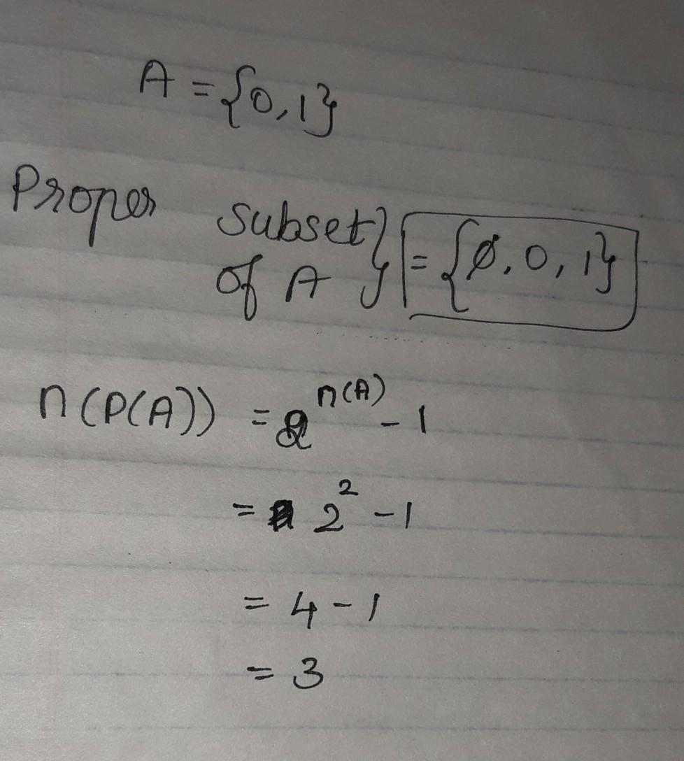 A={0,1}give the proper subset of A Brainly.in