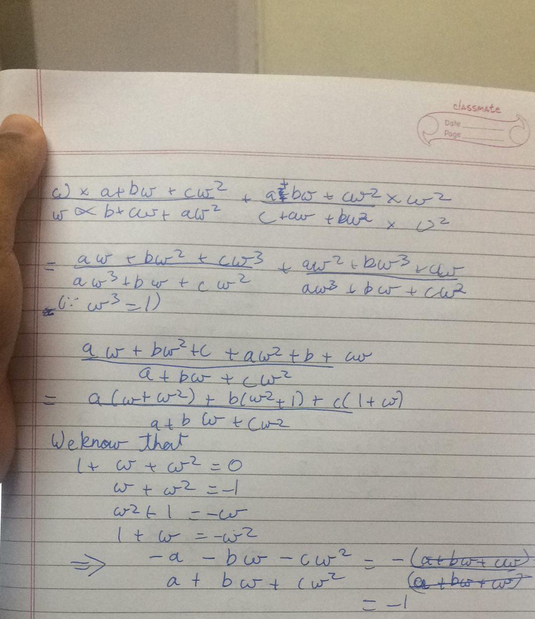 show that a + b Omega plus omega square upon B + Omega plus omega