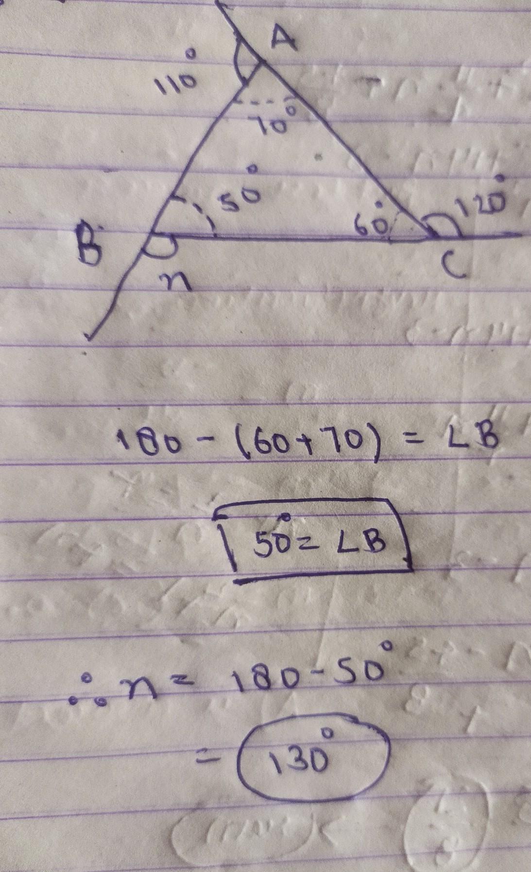 In figure the value of x is110°120°(a) 120(b) 130°(c) 110(d) 100