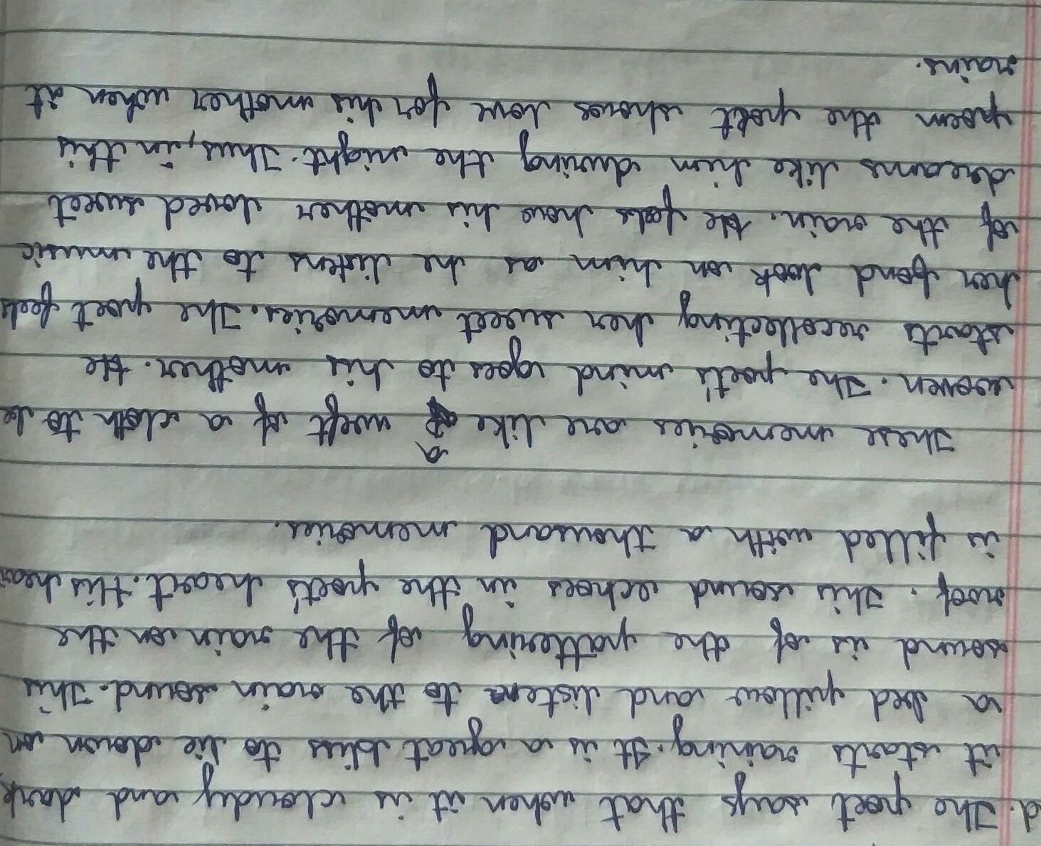 how does the poet describe the falling rain in the poem