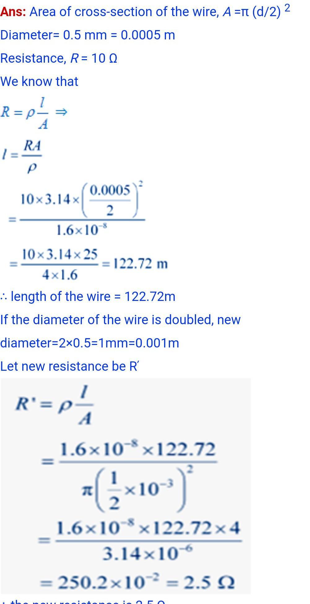 A copper wire has cross sectional area 4* 10^6 m^2 and resistivity of