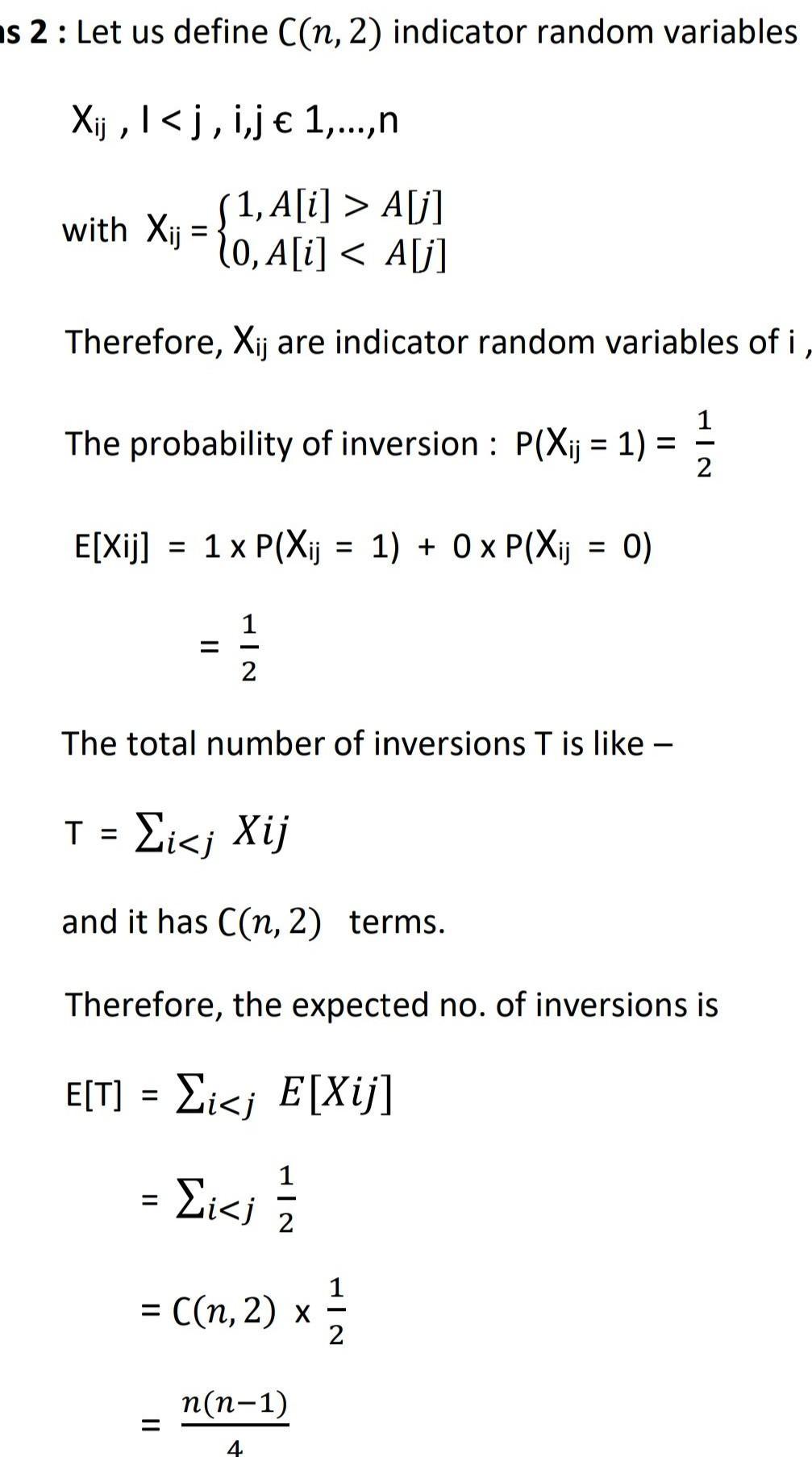 Q2 Let A[1..n) be an array of n distinct numbers. If i A[], then the