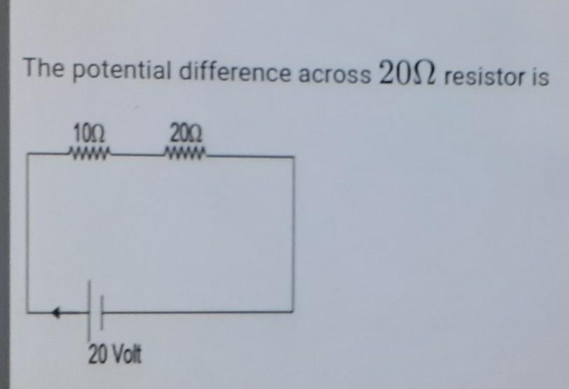Find the potential difference across 20 ohm resistor