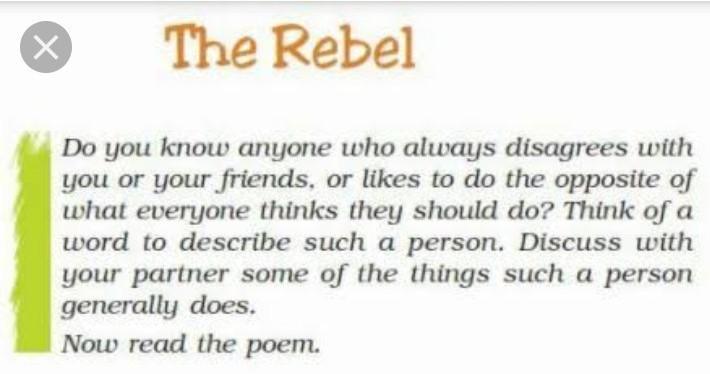 summary of the poem the rebel Brainly.in