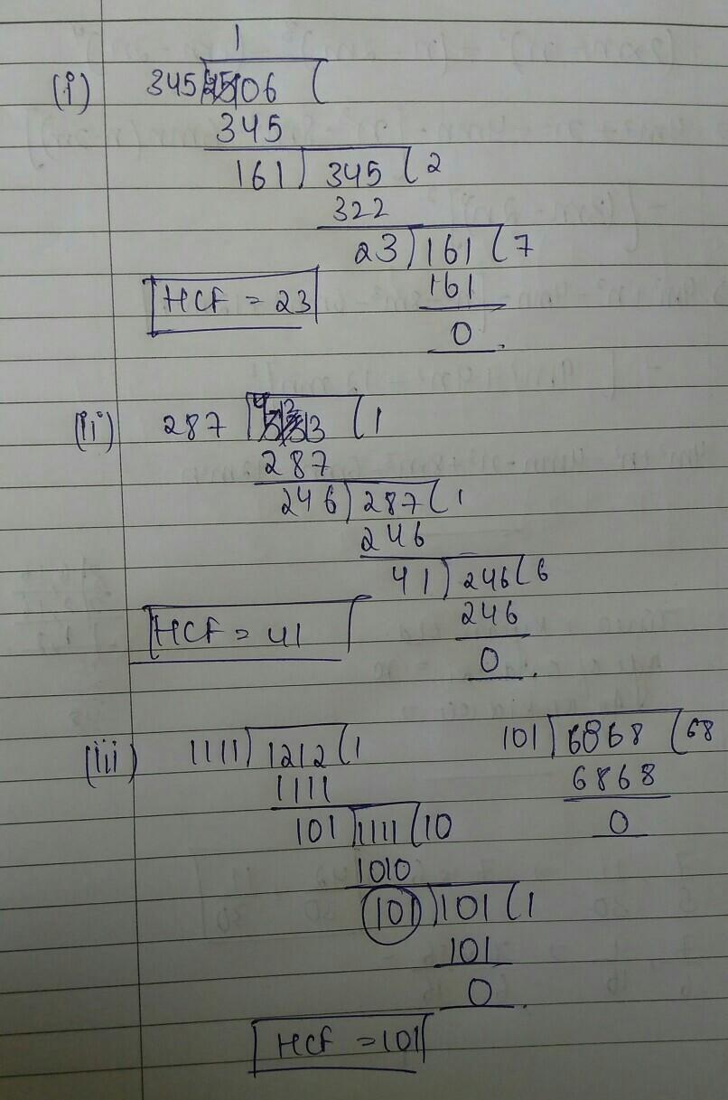 Find the HCf of the following numbers by continued Division method(b