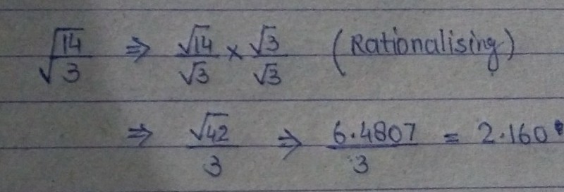Find the square root of 14/3 correct upto three decimal places .plz