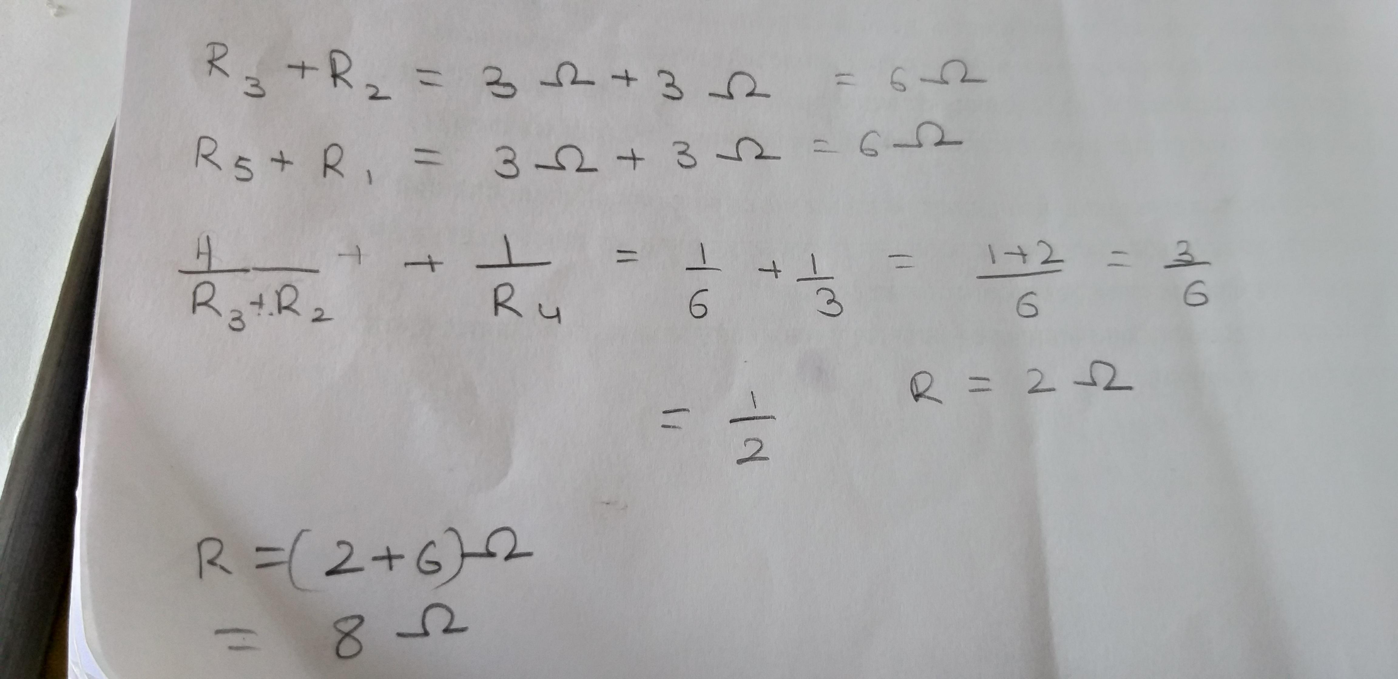 consider the following circuit diagram if R1 = R2=R3=R4=R5=3 ohm . find