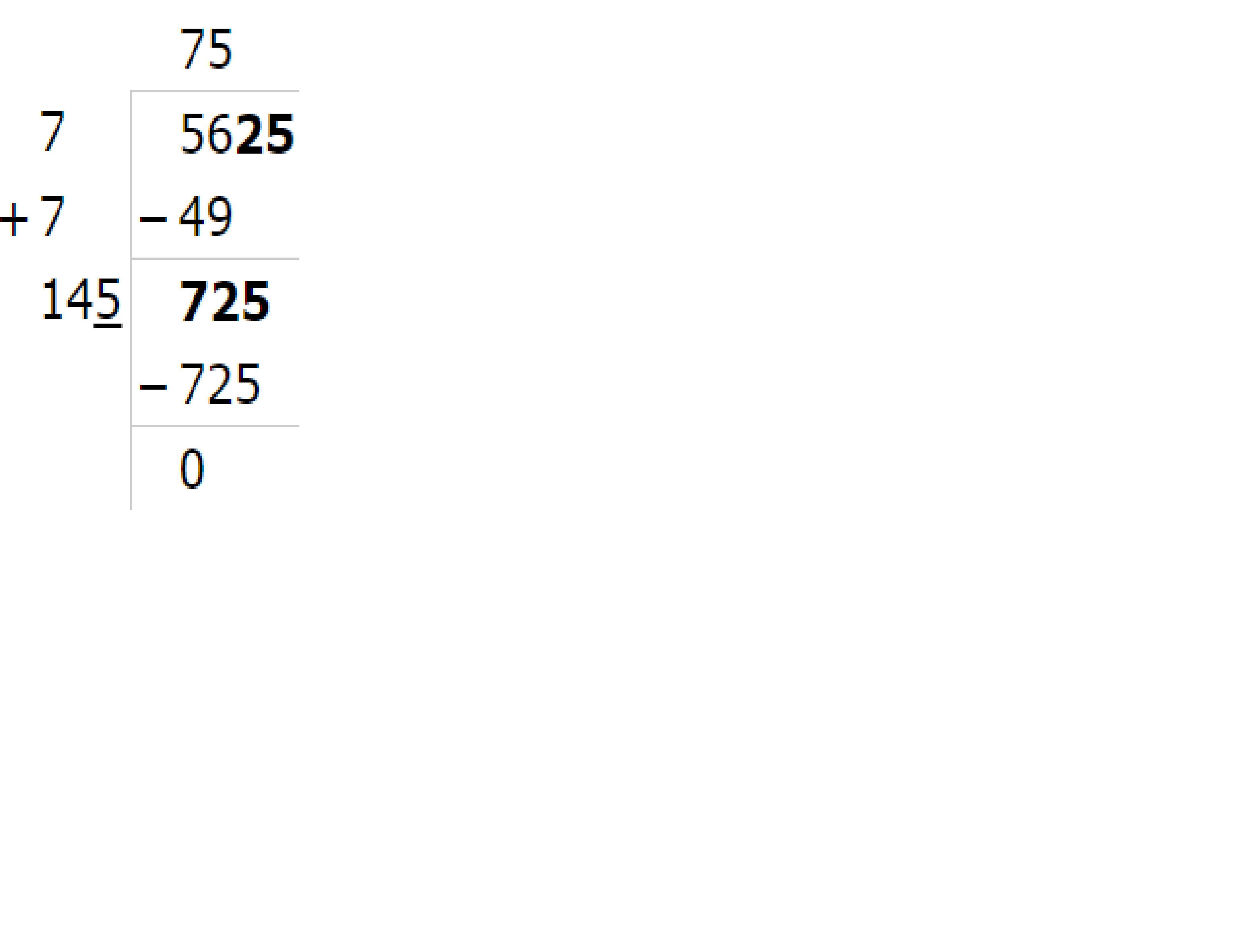 Square root of 5625 by long division method Brainly.in