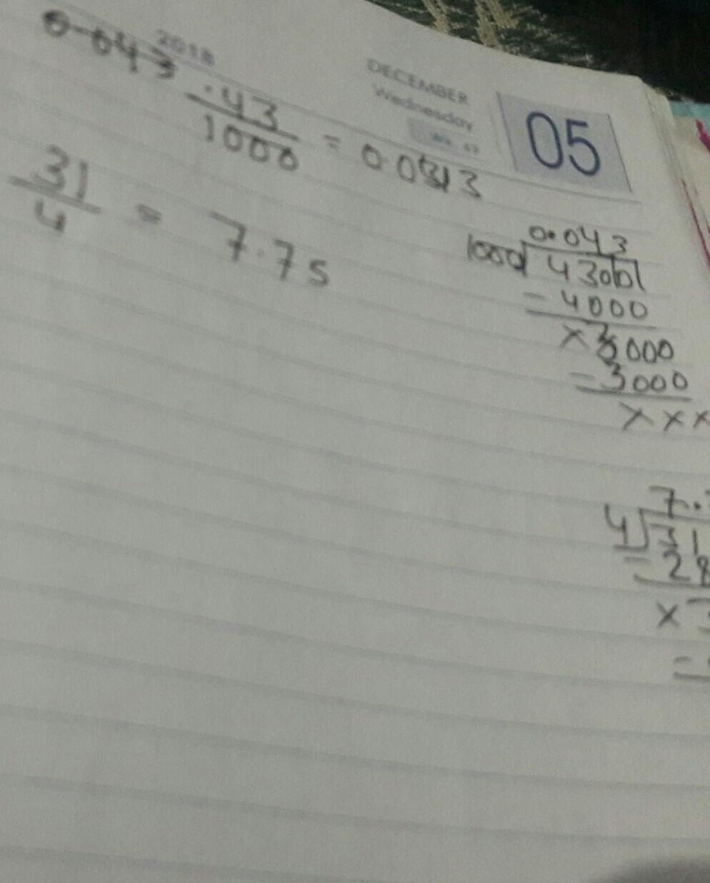 Q.1. Express the following fractions as decimals (A) 43/1000 (b) 31/4
