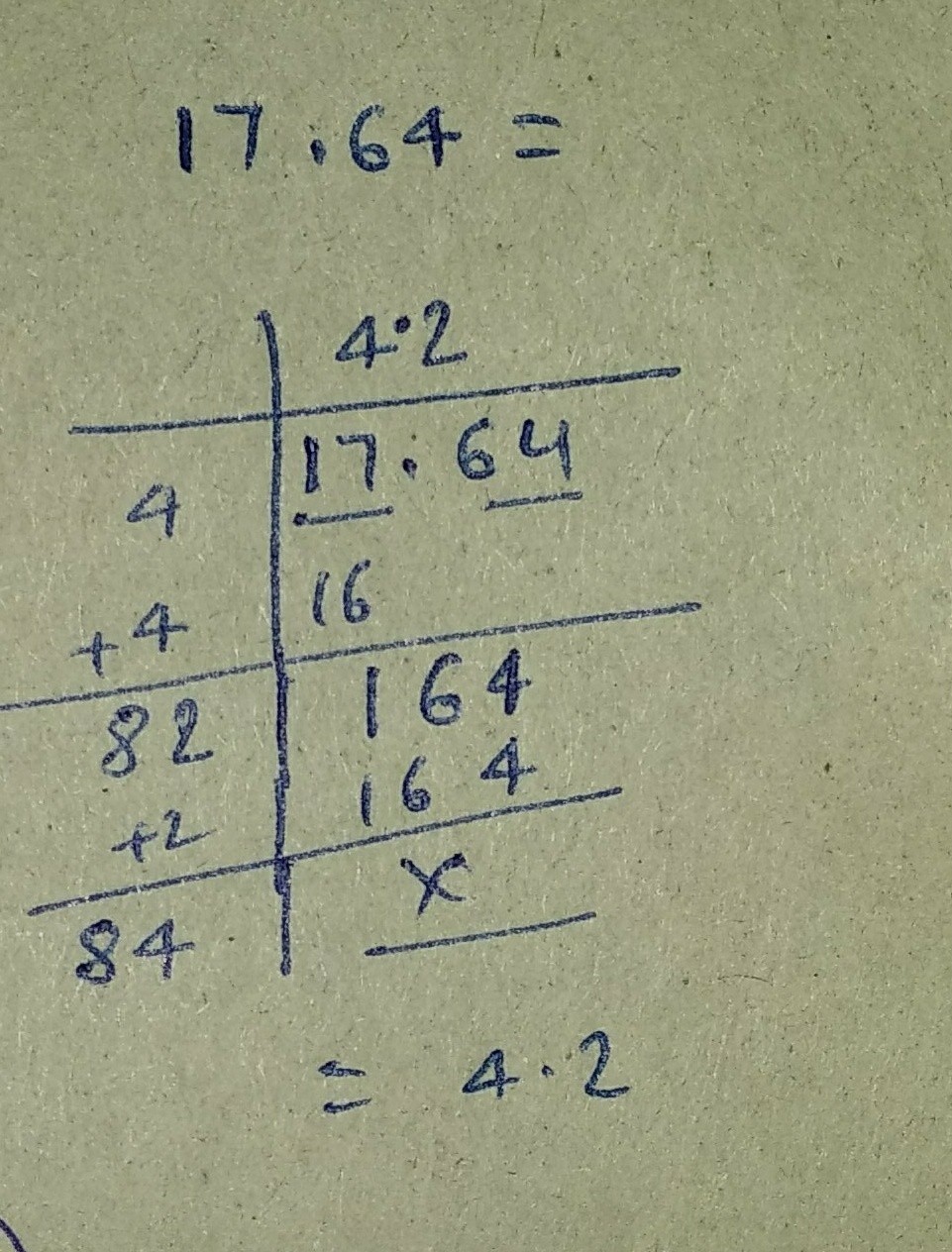 Find square root by long division method 17.64 Brainly.in