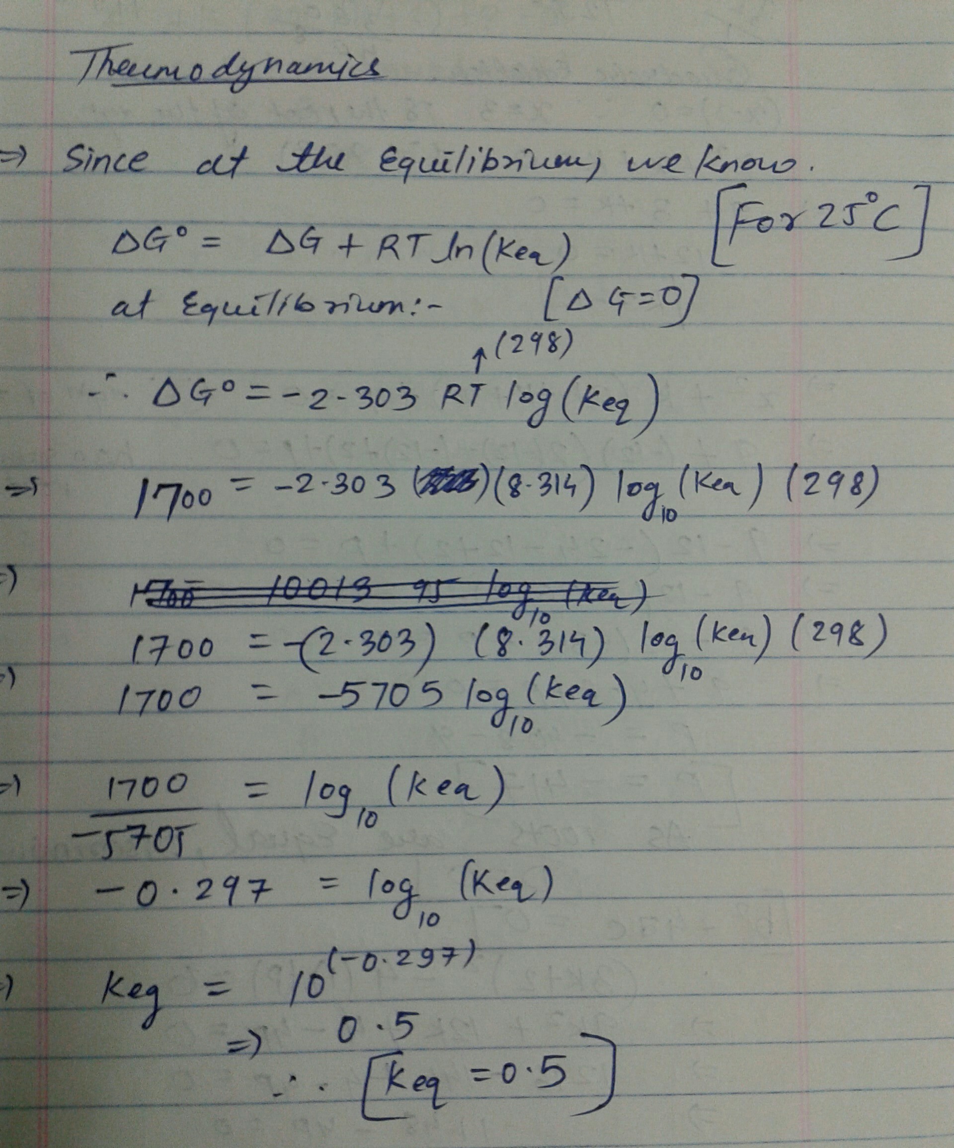How To Calculate Delta G From Keq