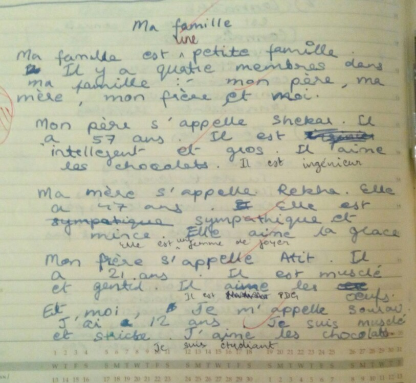 Essay on my family in french About 150 to 200 words