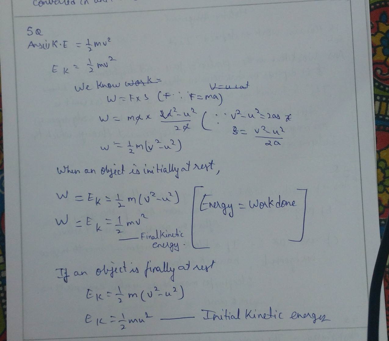 Prove E.k=1/2Mv(2) And What Is M And What Is V. - Brainly.in