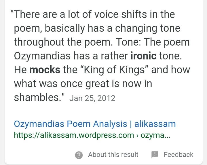 😊 Ozymandias tone and mood. Ozymandias by Percy Bysshe