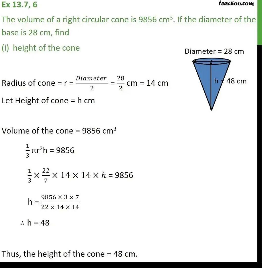 Volume Of A Right Circular Cone Formula cloudshareinfo