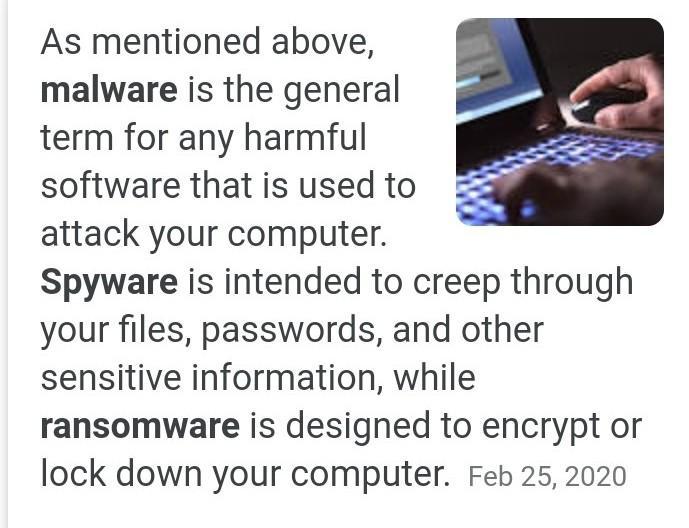 what is ransomware , spyware and malware Brainly.in