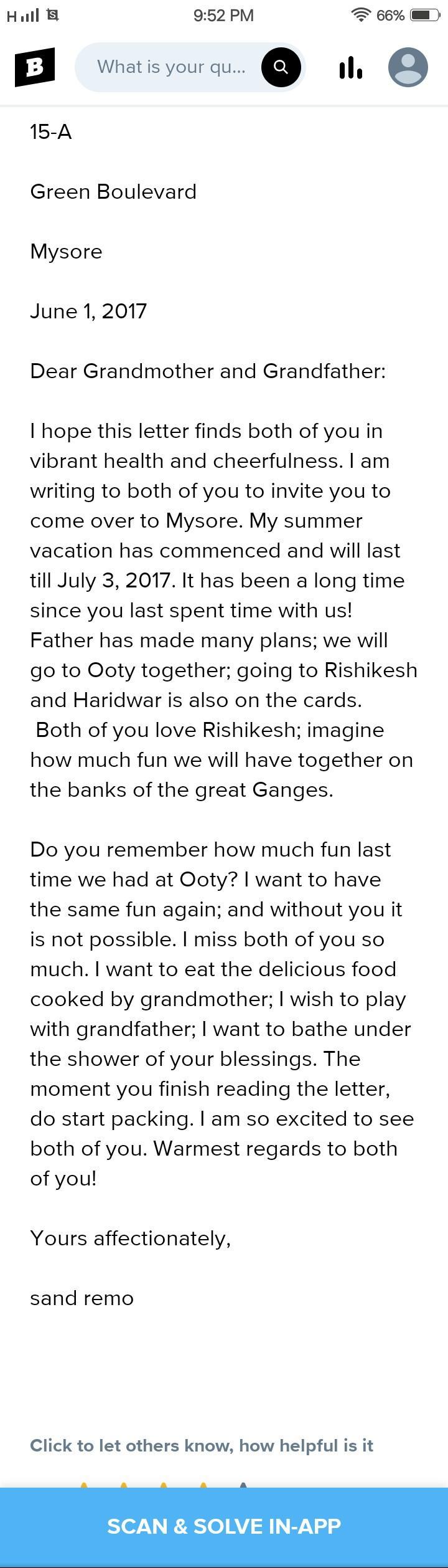 write a letter to your grandparents inviting them to come and spend