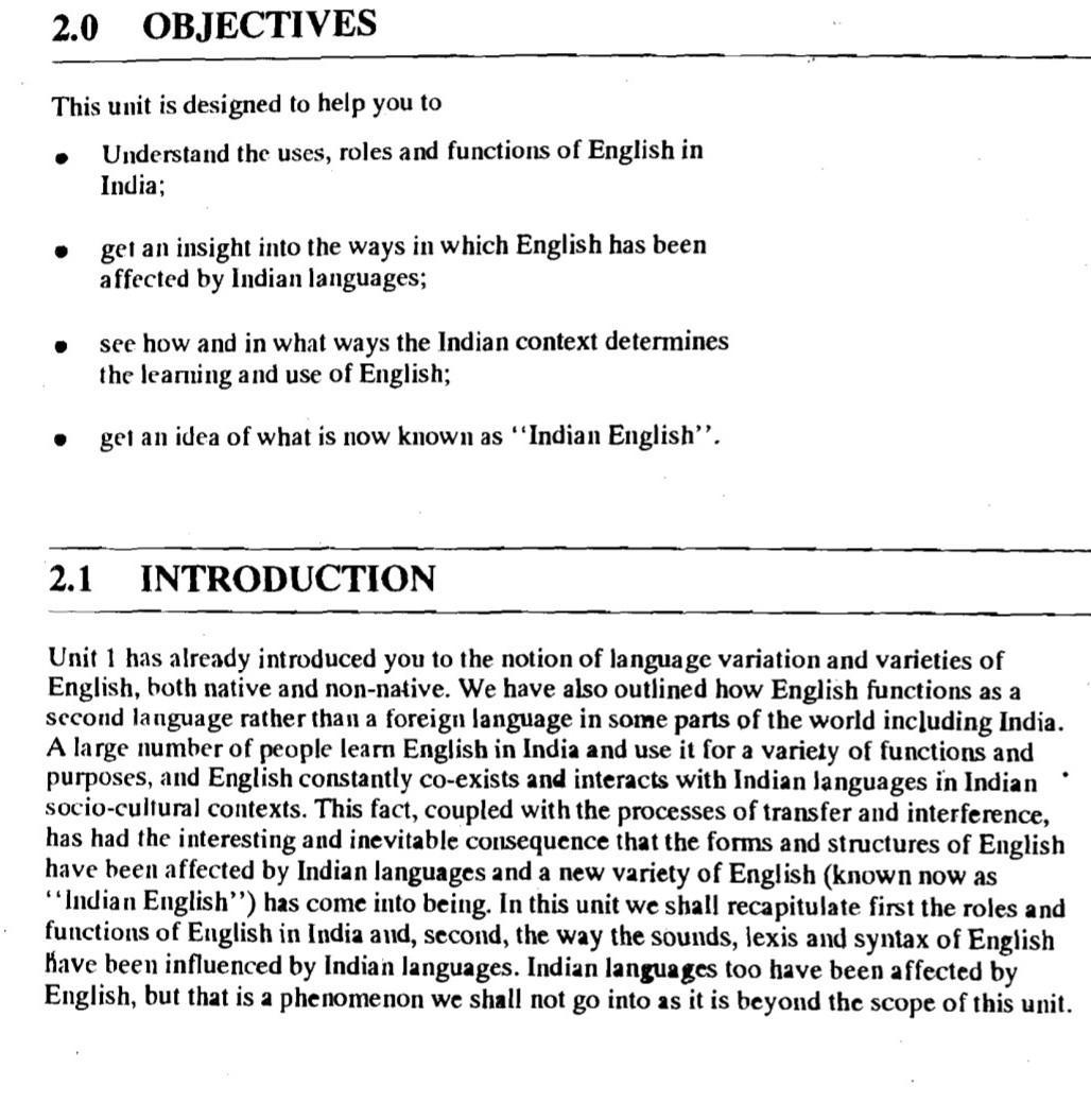 discuss 'Indianization' of English , citing example of some Major