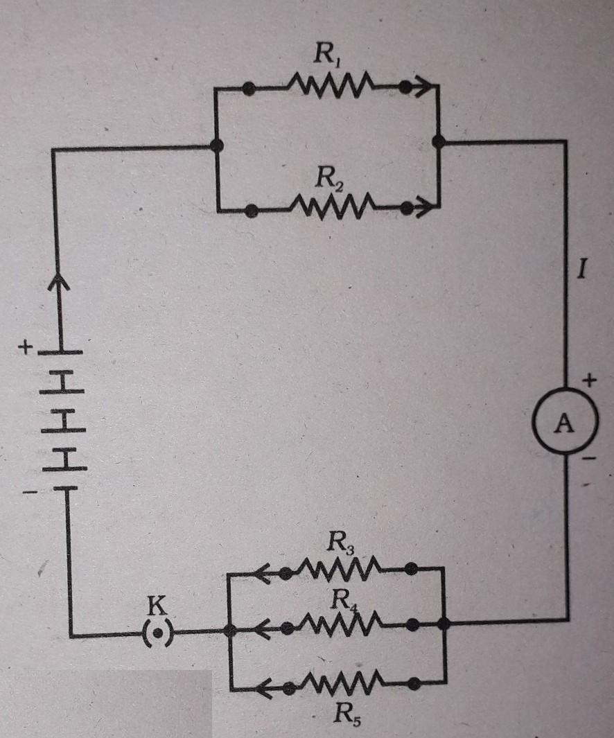 In the circuit diagram given below five resistances of 10 In the circuit diagram given below five resistances of 10