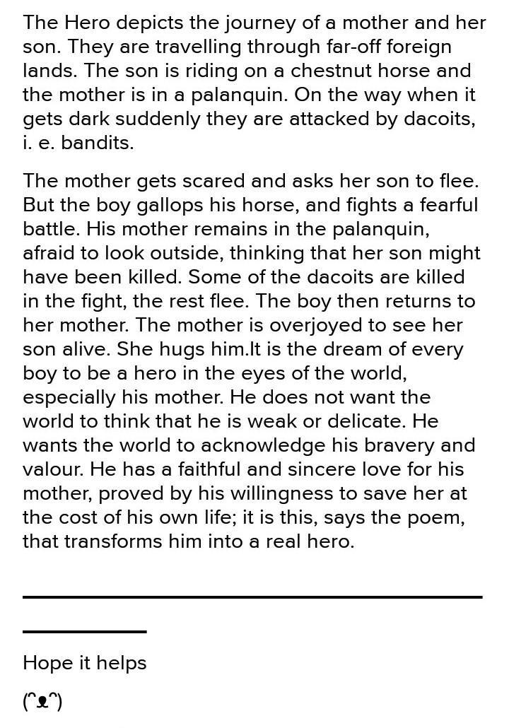 Summary of the poem 'the hero' written by Rabindranath