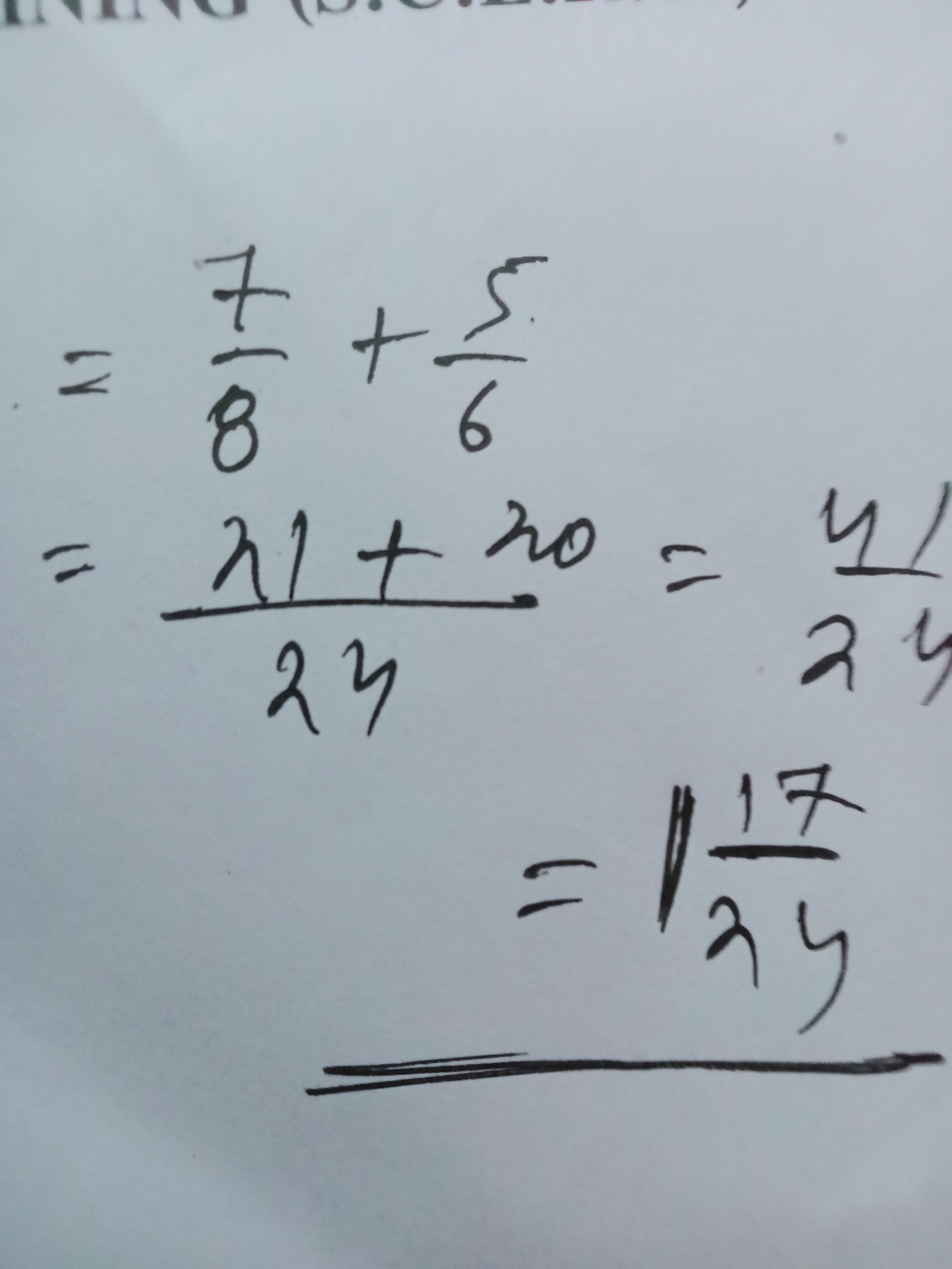 compute 7/8 + 5/6 and express the result as mixed fraction Brainly.in