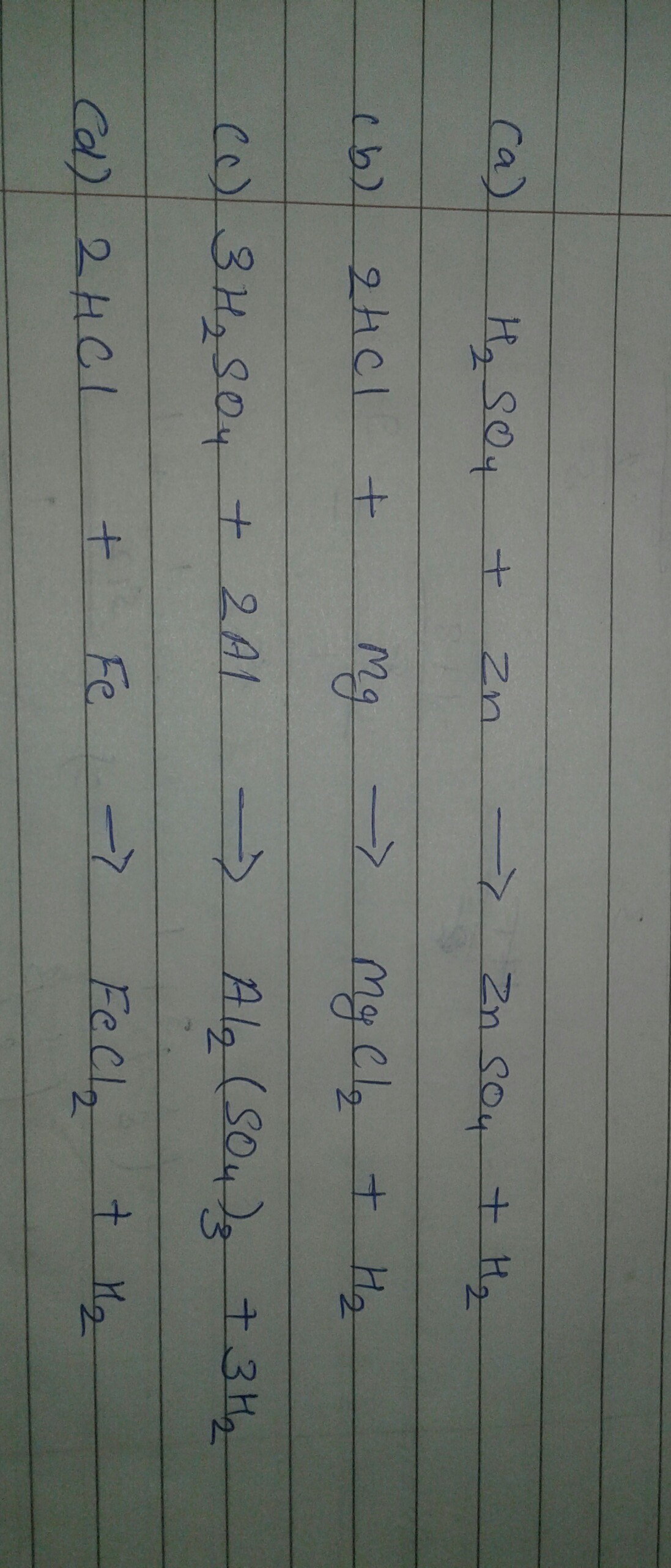 Write word equations and then balanced equation for the reactions
