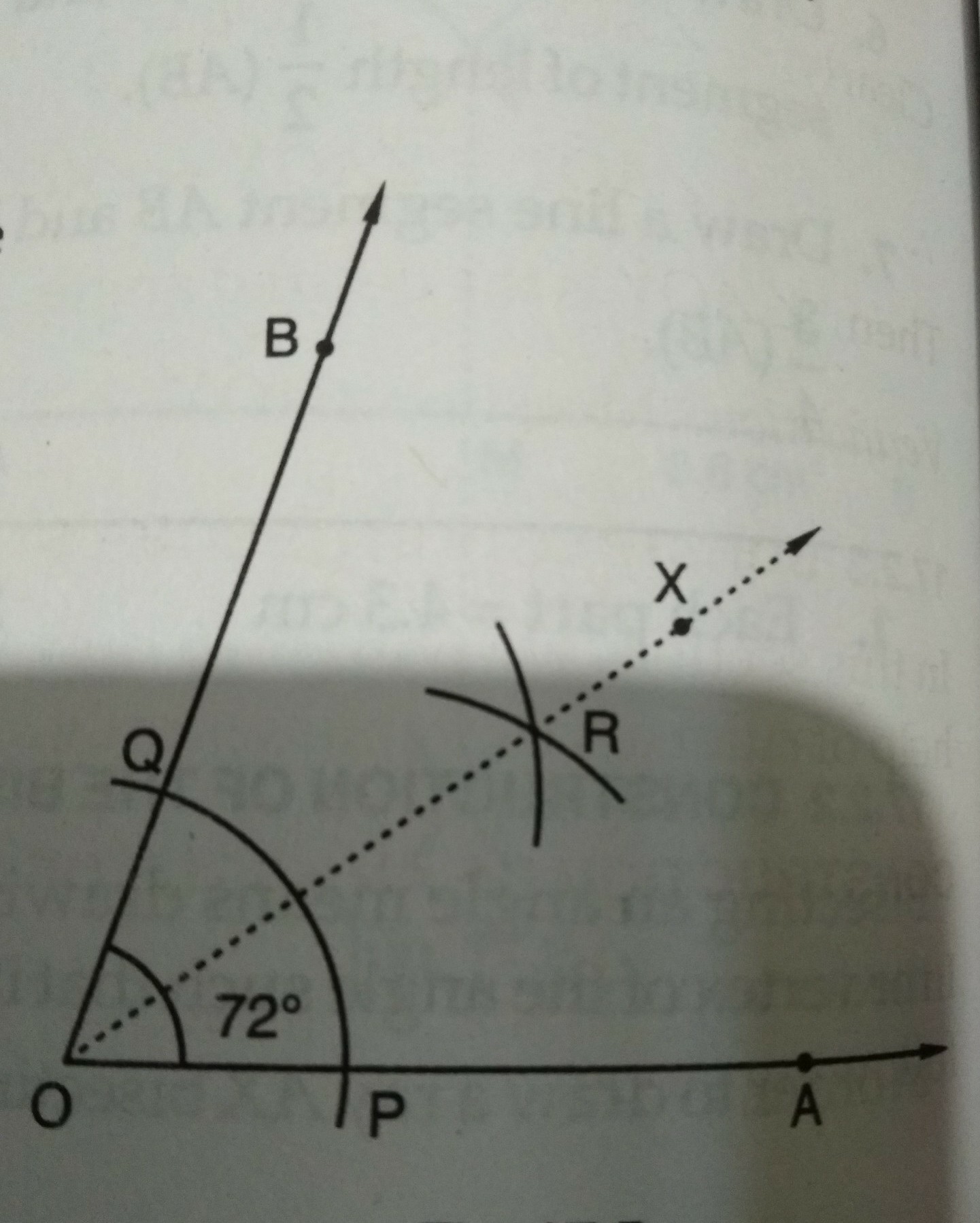 using a protractor draw an angle of measure 72 degree with this angle