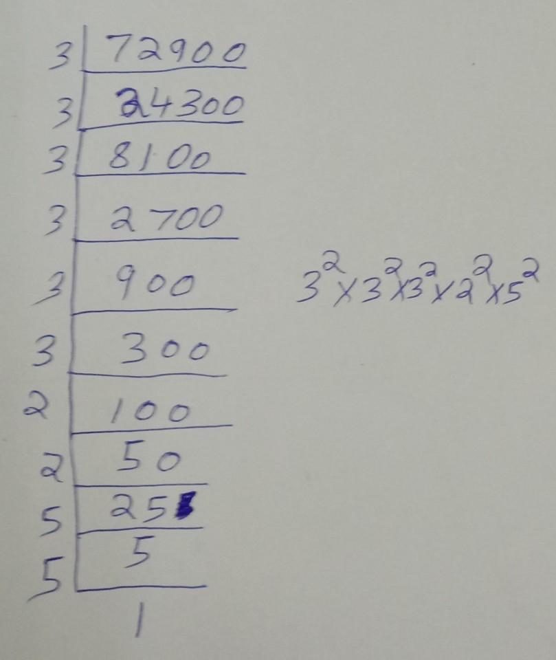 express 72900 in the powers of prime factors Brainly.in