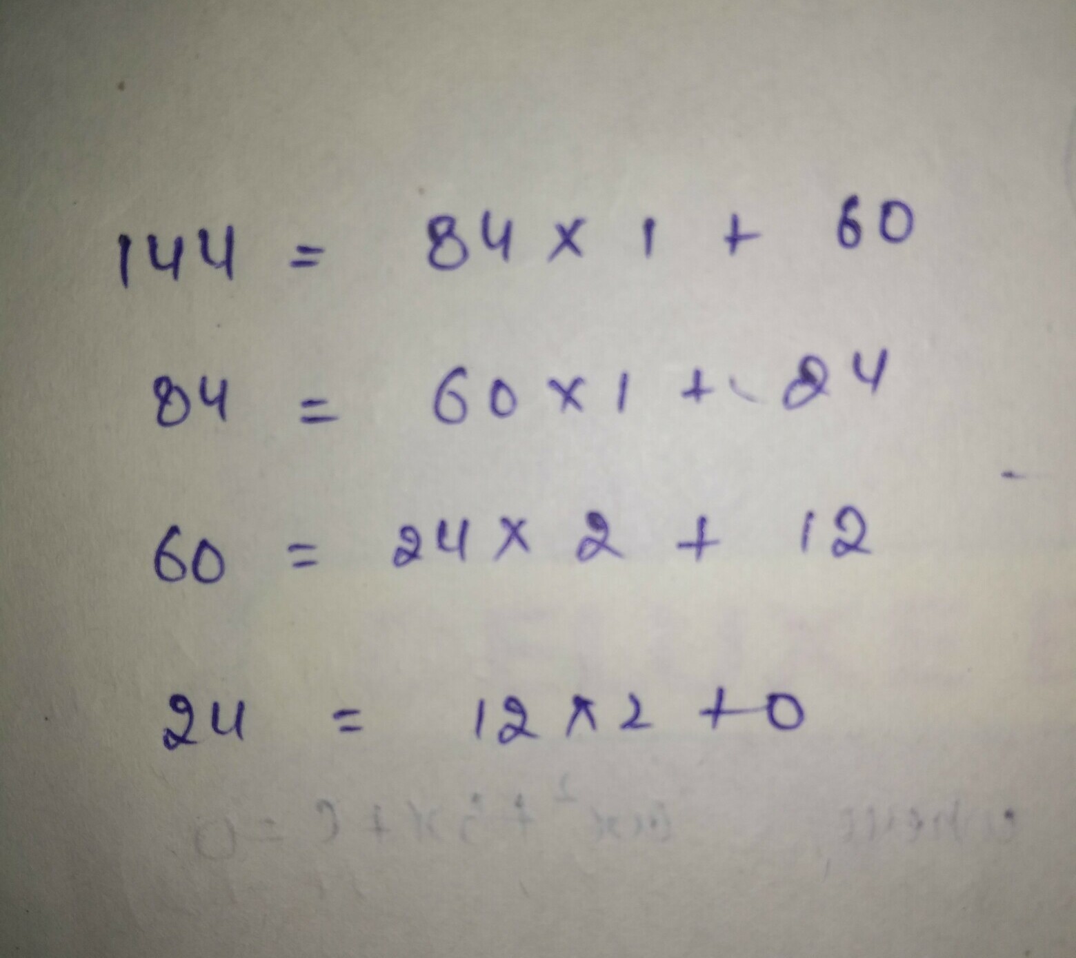 what is the HCF by long division method of 84 and 144 Brainly.in